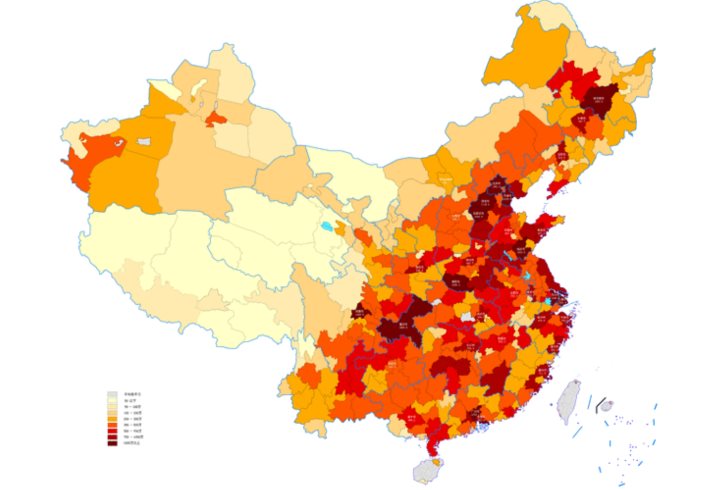 Demographic map of China