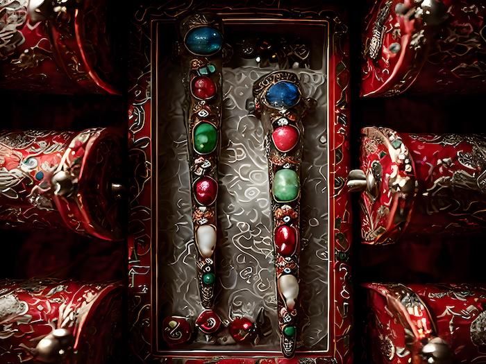 jade and inlaid nail guards
